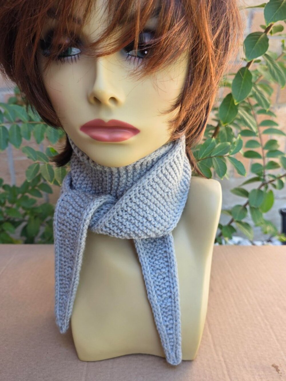 Handmade Knit Sophie Scarf Small Neck Warmer Cozy Minimalist Gray
